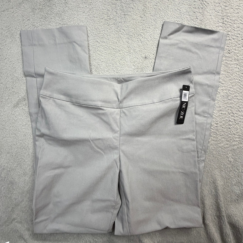 Nic+Zoe Grey Smoke Straight Leg Pull On Stretch Knit Pants M19T806 Size 6 NWT